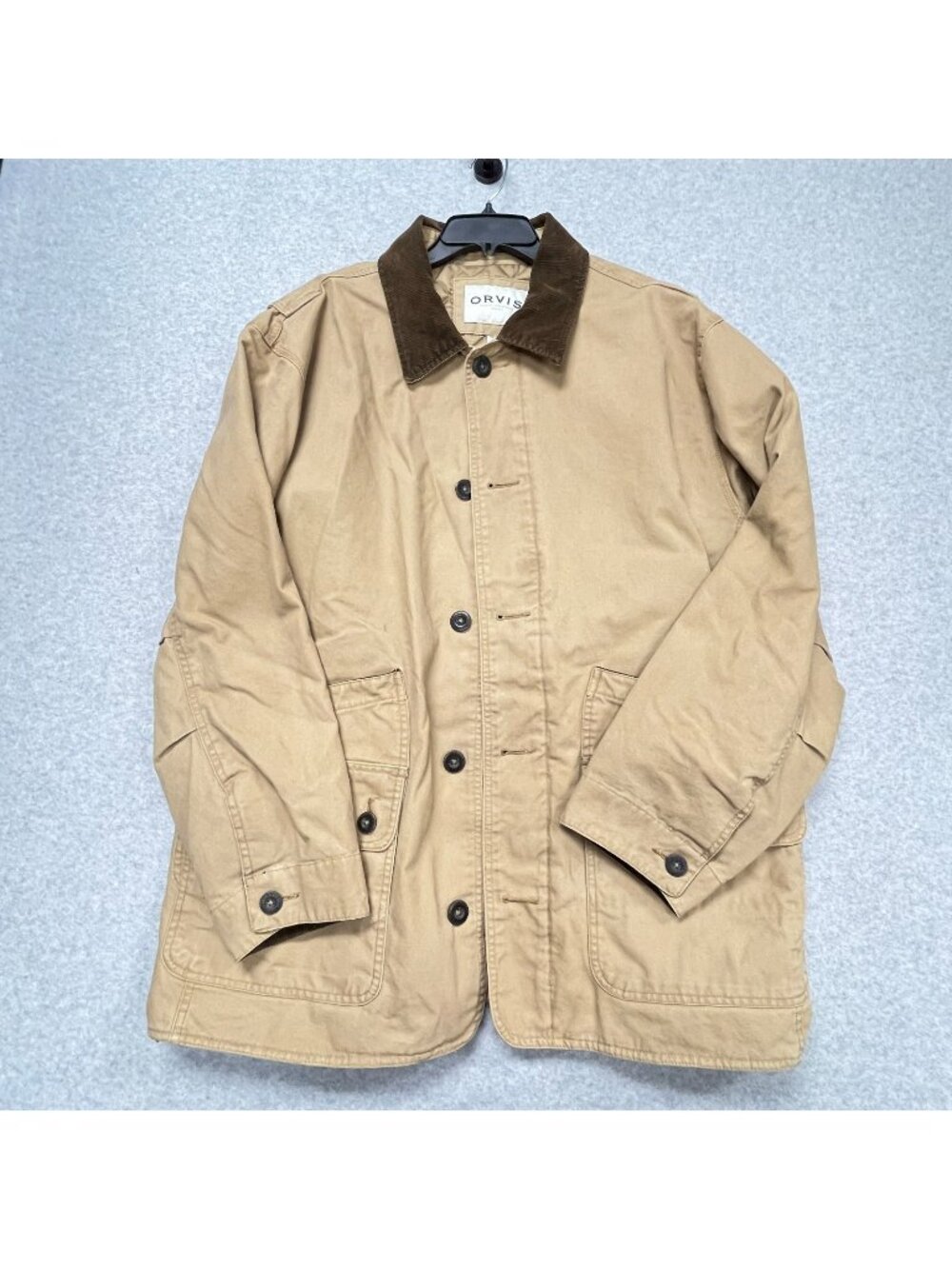 Orvis Field Jacket Cotton Canvas Quilted Size XXL Lined Barn Chore Coat Tan